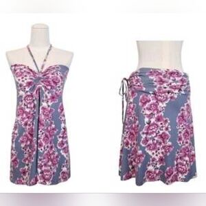 Patagonia Kamala Convertible Wrap Skirt Halter Top Floral Blue & Purple (Size S)